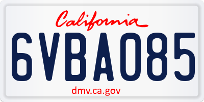 CA license plate 6VBA085