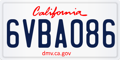 CA license plate 6VBA086