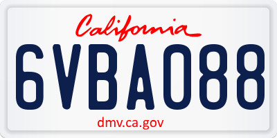 CA license plate 6VBA088