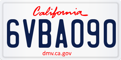 CA license plate 6VBA090