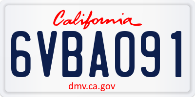 CA license plate 6VBA091