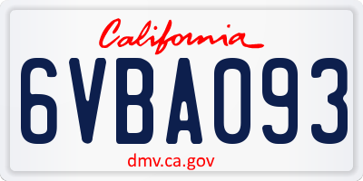 CA license plate 6VBA093
