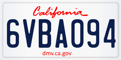 CA license plate 6VBA094