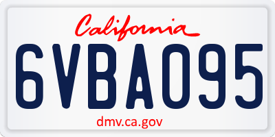 CA license plate 6VBA095