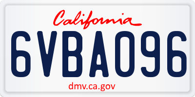 CA license plate 6VBA096