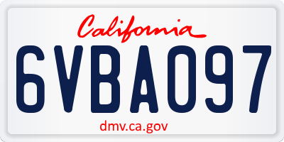 CA license plate 6VBA097