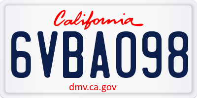 CA license plate 6VBA098