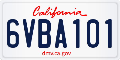 CA license plate 6VBA101