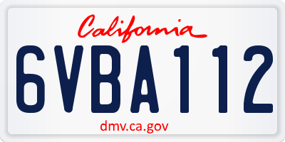 CA license plate 6VBA112