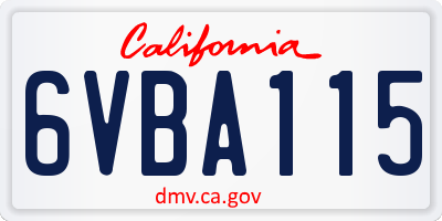 CA license plate 6VBA115