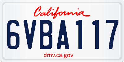 CA license plate 6VBA117