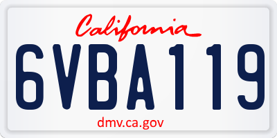 CA license plate 6VBA119