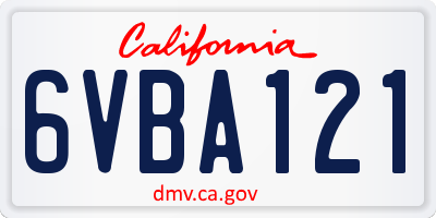 CA license plate 6VBA121