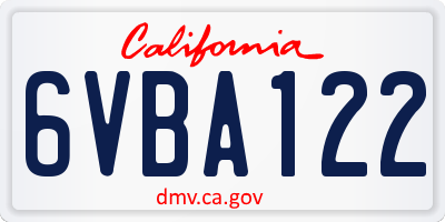 CA license plate 6VBA122