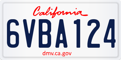 CA license plate 6VBA124