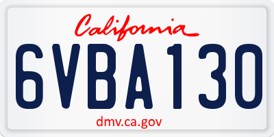 CA license plate 6VBA130