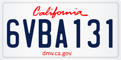CA license plate 6VBA131