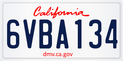 CA license plate 6VBA134
