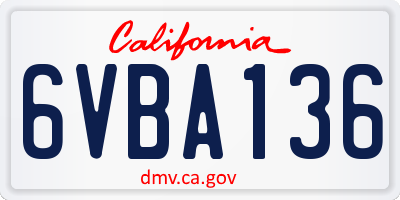 CA license plate 6VBA136