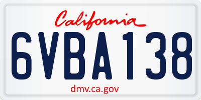 CA license plate 6VBA138