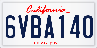 CA license plate 6VBA140