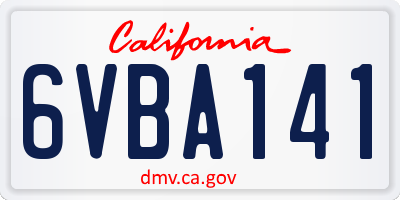 CA license plate 6VBA141