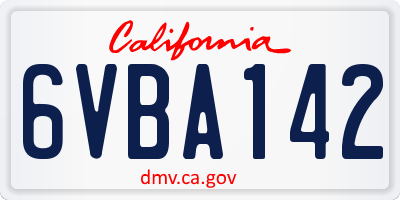 CA license plate 6VBA142