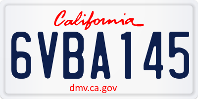 CA license plate 6VBA145