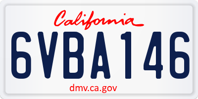 CA license plate 6VBA146