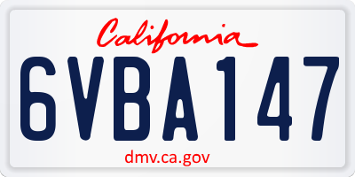 CA license plate 6VBA147