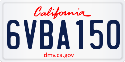 CA license plate 6VBA150