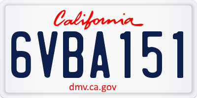 CA license plate 6VBA151
