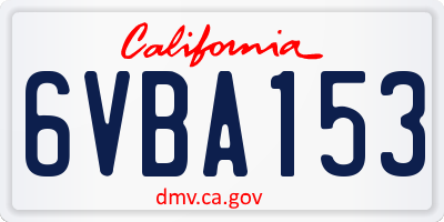 CA license plate 6VBA153