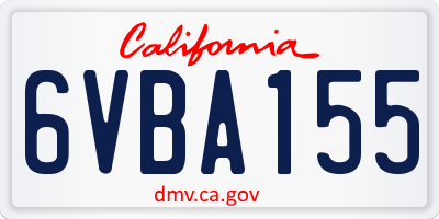 CA license plate 6VBA155