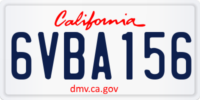 CA license plate 6VBA156