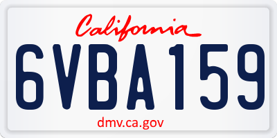 CA license plate 6VBA159