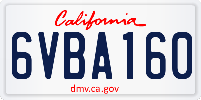 CA license plate 6VBA160
