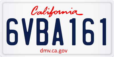 CA license plate 6VBA161