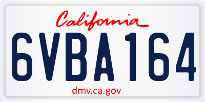 CA license plate 6VBA164