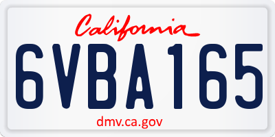 CA license plate 6VBA165