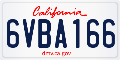 CA license plate 6VBA166