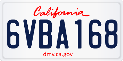 CA license plate 6VBA168