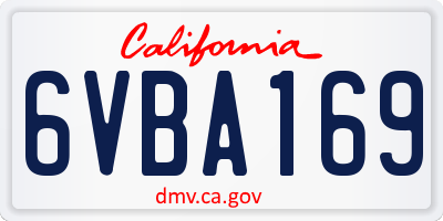 CA license plate 6VBA169