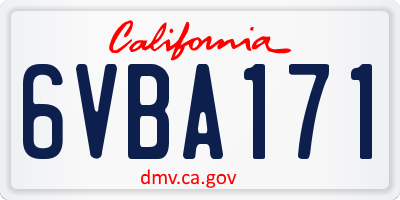 CA license plate 6VBA171