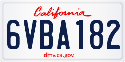 CA license plate 6VBA182