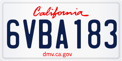 CA license plate 6VBA183