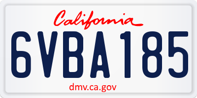 CA license plate 6VBA185