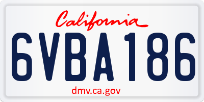CA license plate 6VBA186