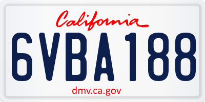 CA license plate 6VBA188