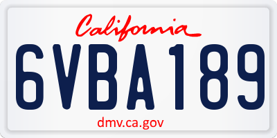 CA license plate 6VBA189